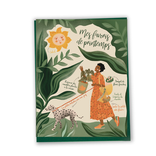 Carte de souhaits illustrée – Favoris de printemps