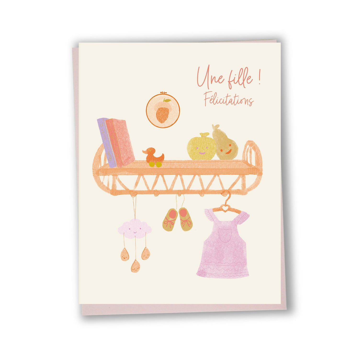 Carte de souhaits illustrée – Naissance Fille