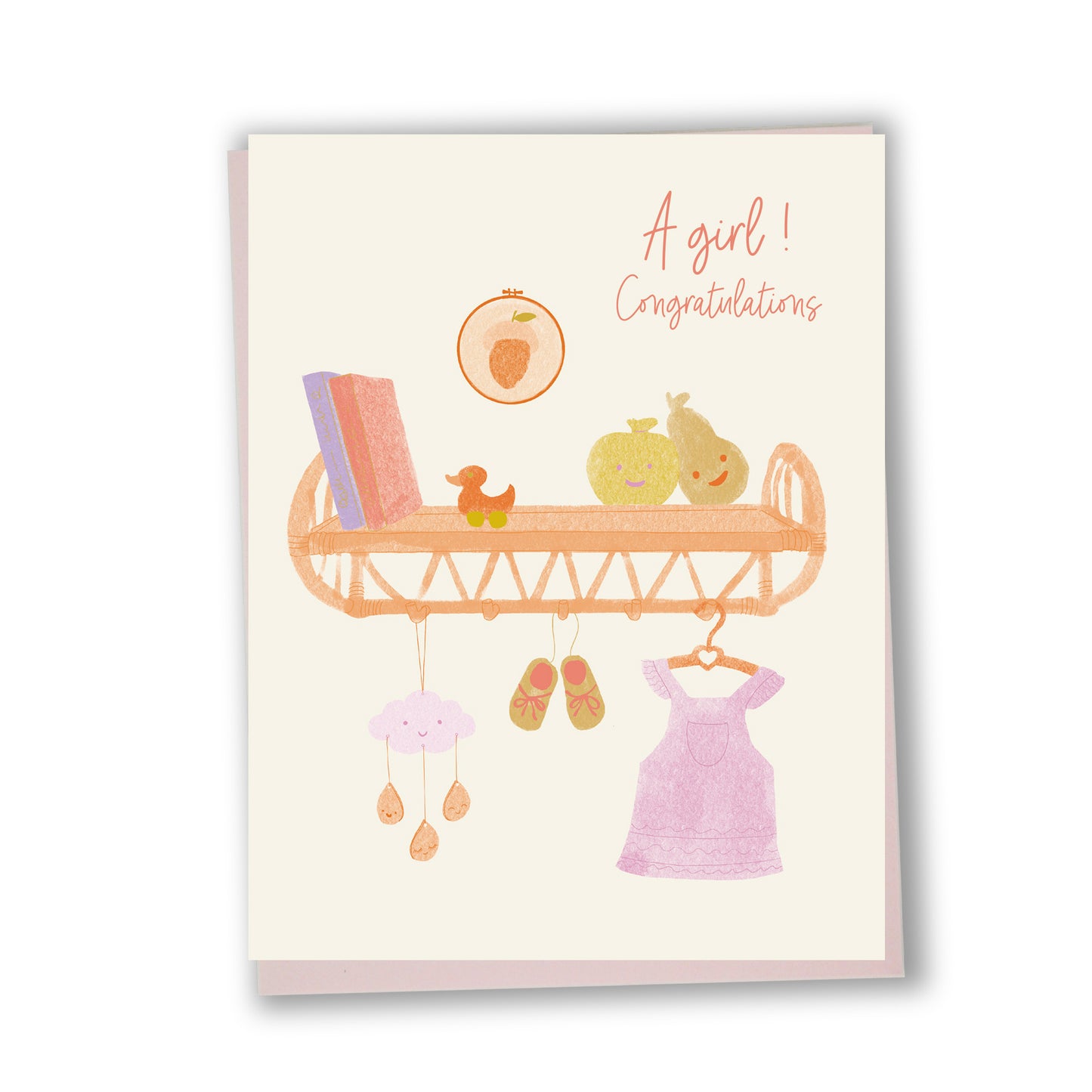 Carte de souhaits illustrée – Naissance Fille