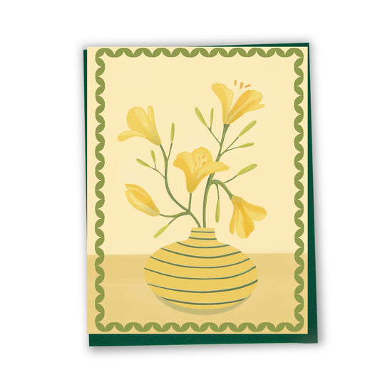 Carte de souhaits illustrée – Vendangeuses jaunes