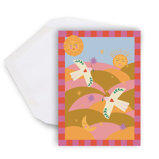 Maxi carte de souhaits illustrée - Soleil & Lune