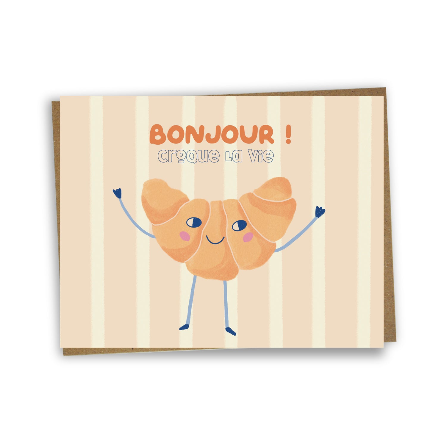 Carte de souhaits illustrée – Bonjour (Croissant)