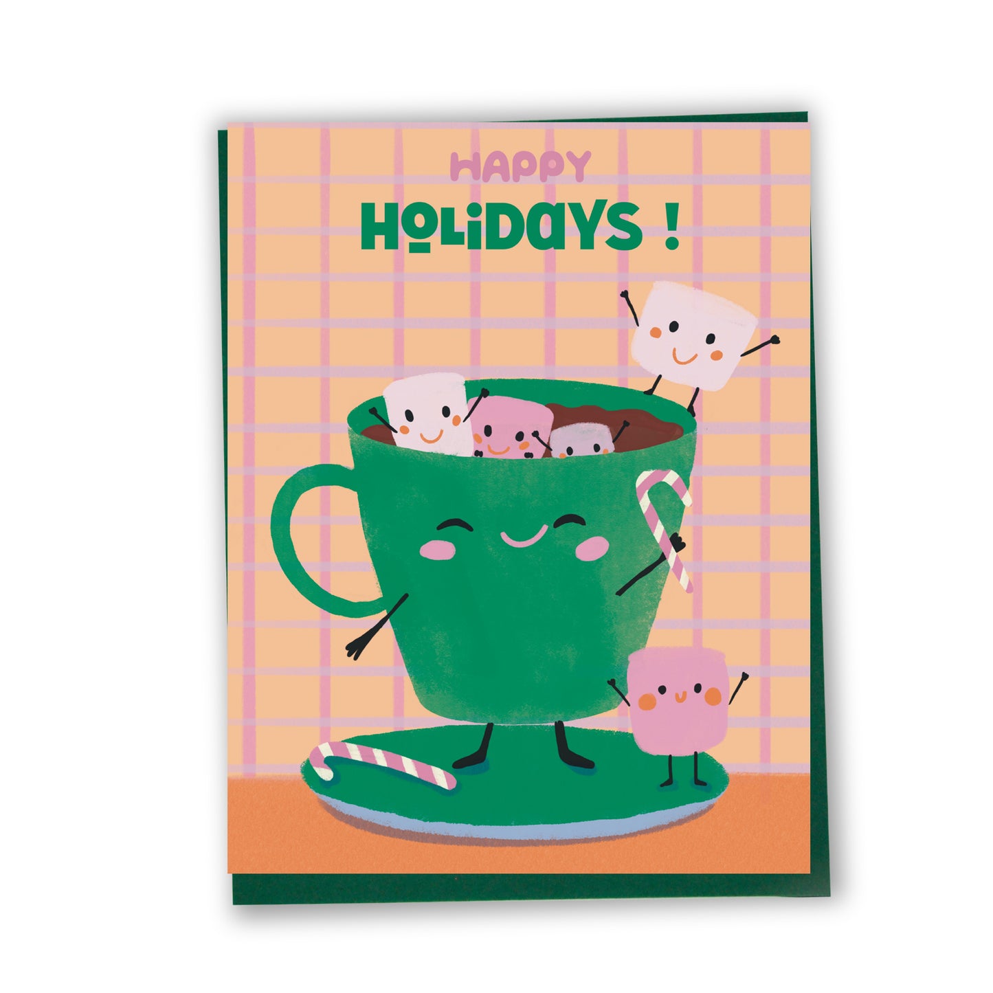 Carte de souhaits illustrée – Joyeux temps des fêtes (Chocolat chaud)