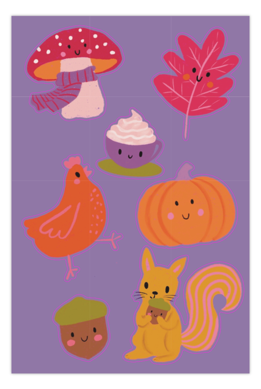 Planche de stickers – Automne kawaii