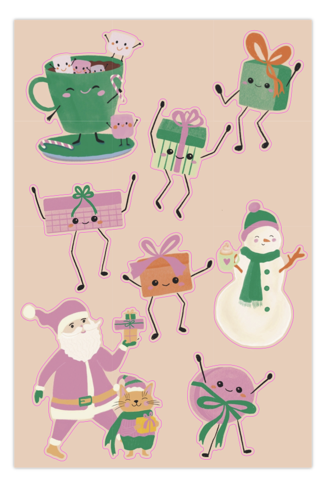 Planche de stickers – Noël kawaii