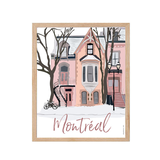 Montréal - rue enneigée - Affiche Murale