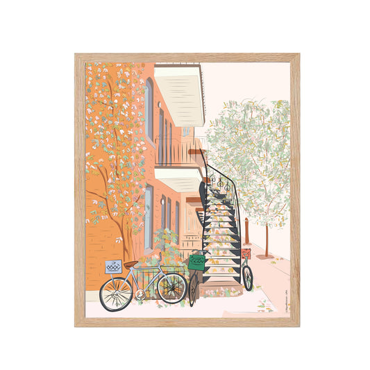 Montréal - Bicyclette automnale - Affiche Murale