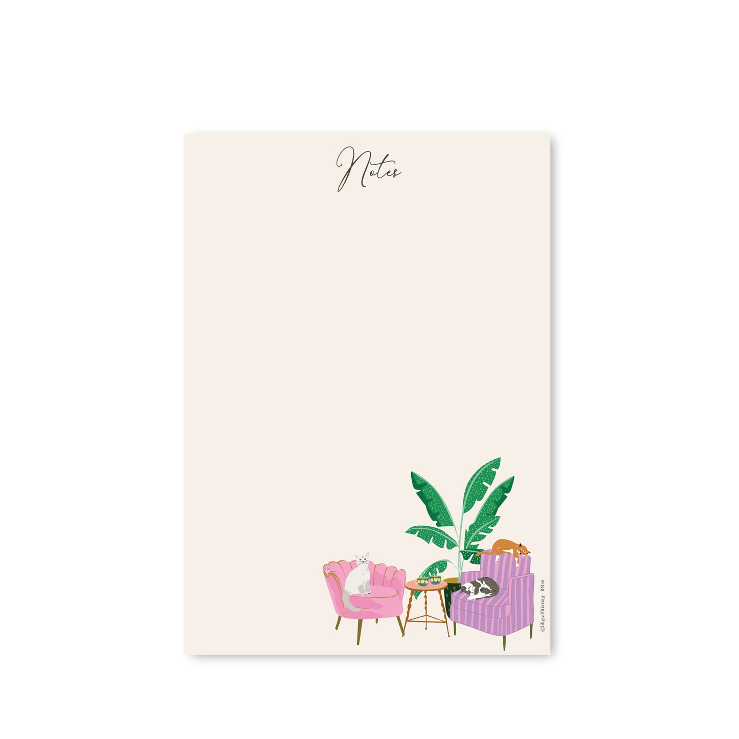 Bloc-notes illustré - Chats cosy et plantes