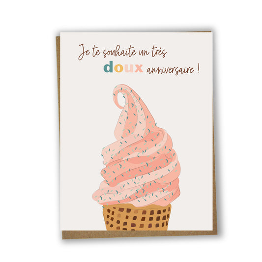 Doux anniversaire - Crème glacée - Carte de souhaits