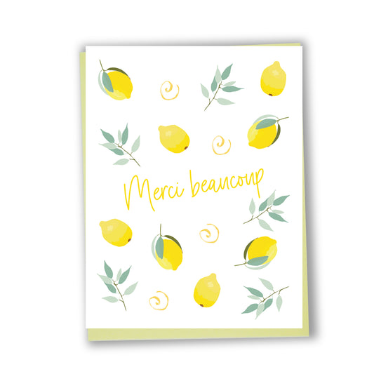 Carte de souhaits illustrée – Merci beaucoup (Citrons)