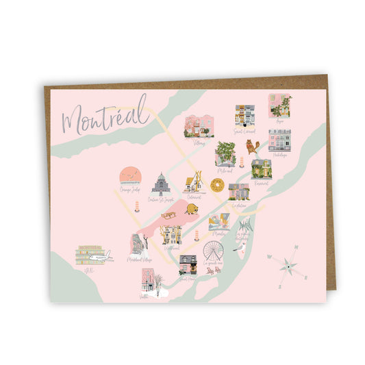 Carte de souhaits illustrée – Carte de Montréal