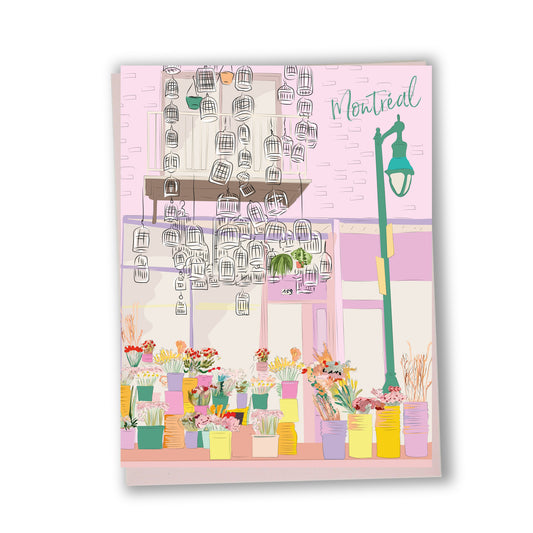 Carte de souhaits illustrée – Fleuriste de Montréal