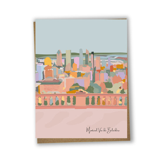 Carte de souhaits illustrée – Vue sur Montréal depuis le Belvédère