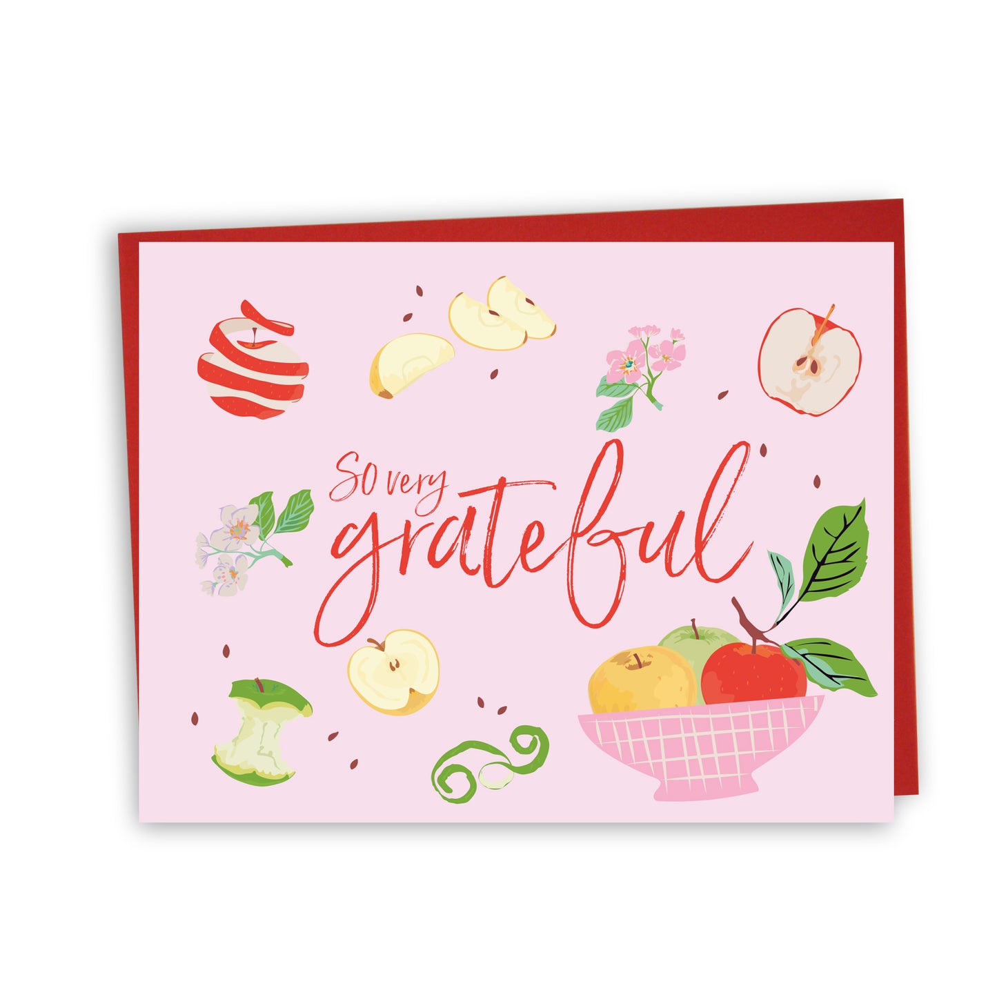 Carte de souhaits illustrée – Merci beaucoup (Pommes)