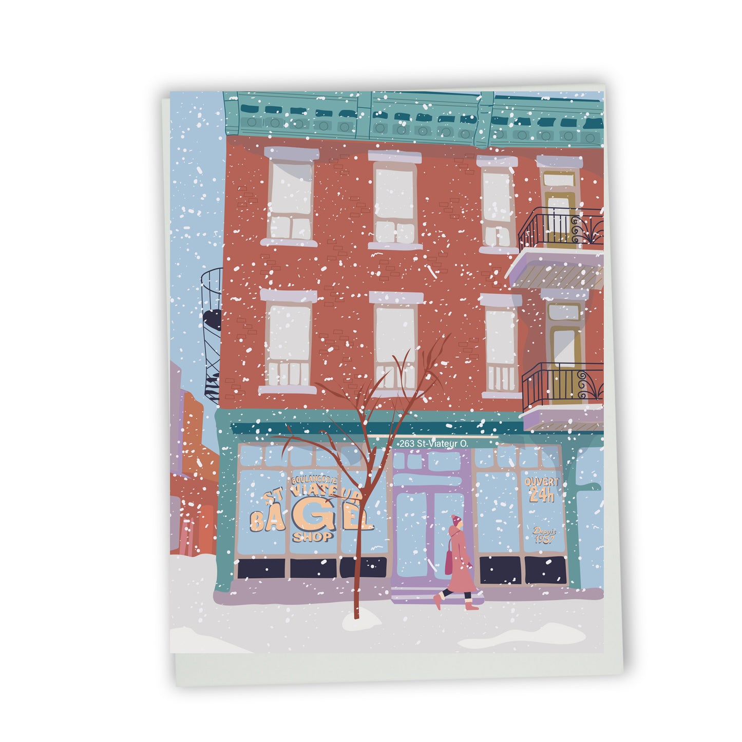 Carte de souhaits illustrée – Montréal, Mile-End (St-Viateur)