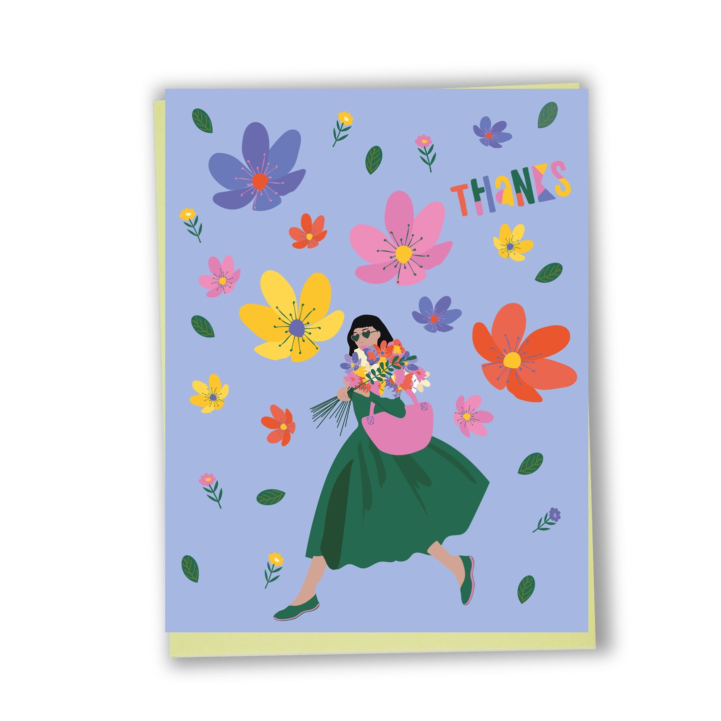 Carte de souhaits illustrée – Merci (Fleurs en couleurs)