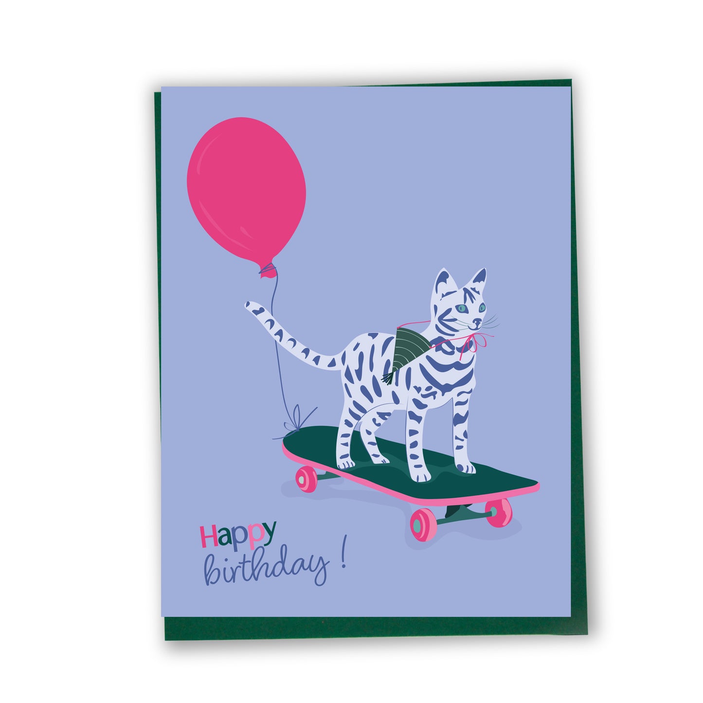 Bonne fête (Chat sur planche à roulettes) - Carte de souhaits
