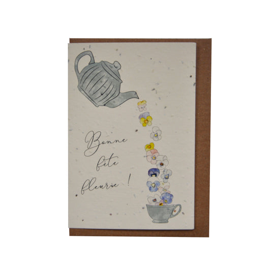 Carte de souhaits illustrée ensemencée - Bonne fête fleurie