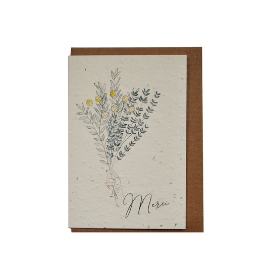 Carte de souhaits illustrée ensemencée – Merci