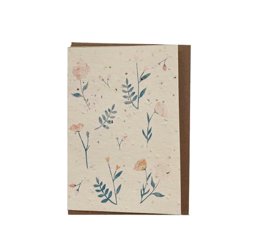 Carte de souhaits illustrée ensemencée – Fleurs sauvages