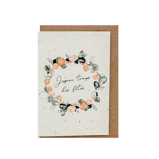 Carte de souhaits illustrée ensemencée – Joyeux temps des fêtes