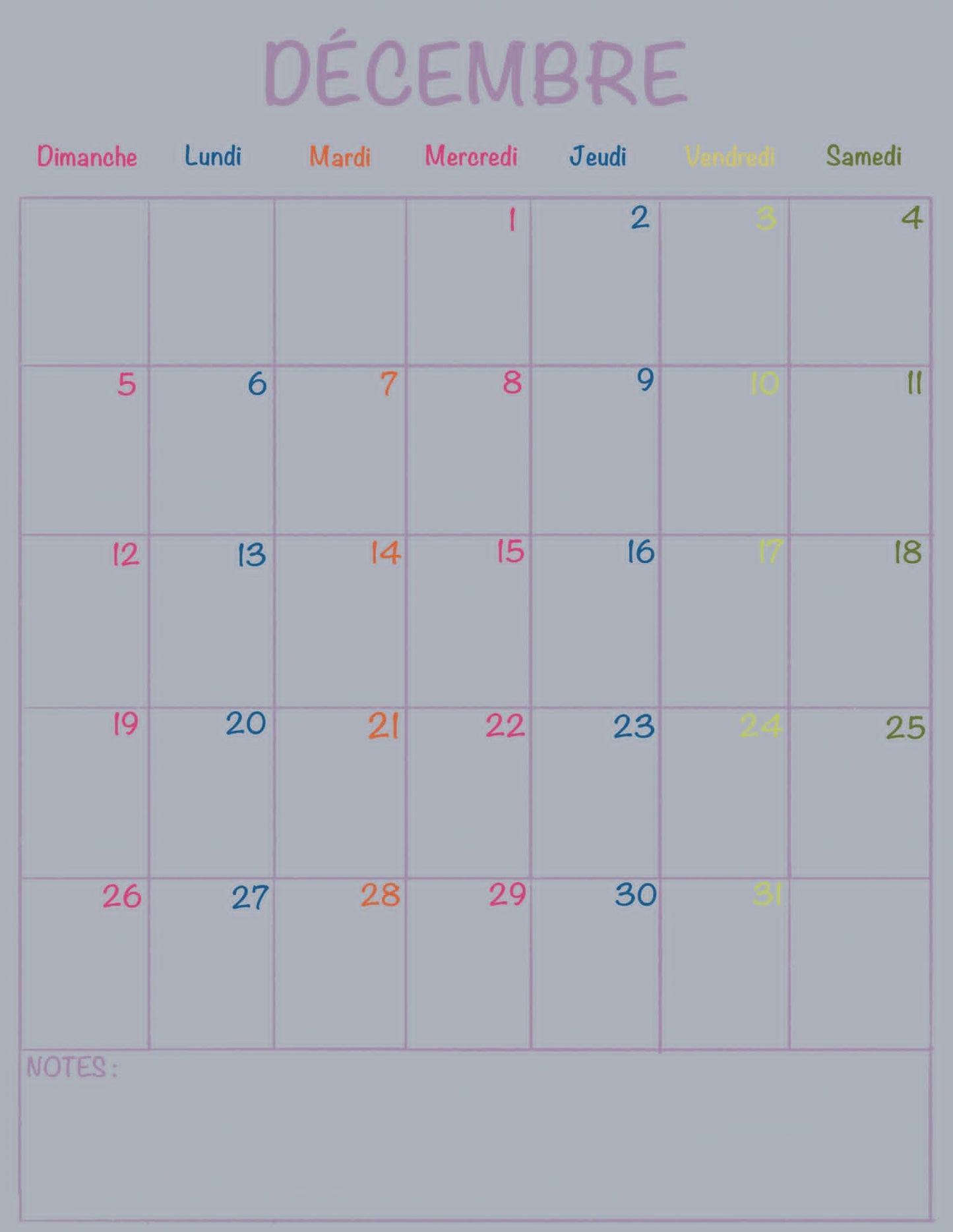 Calendrier illustré Montréal 2027