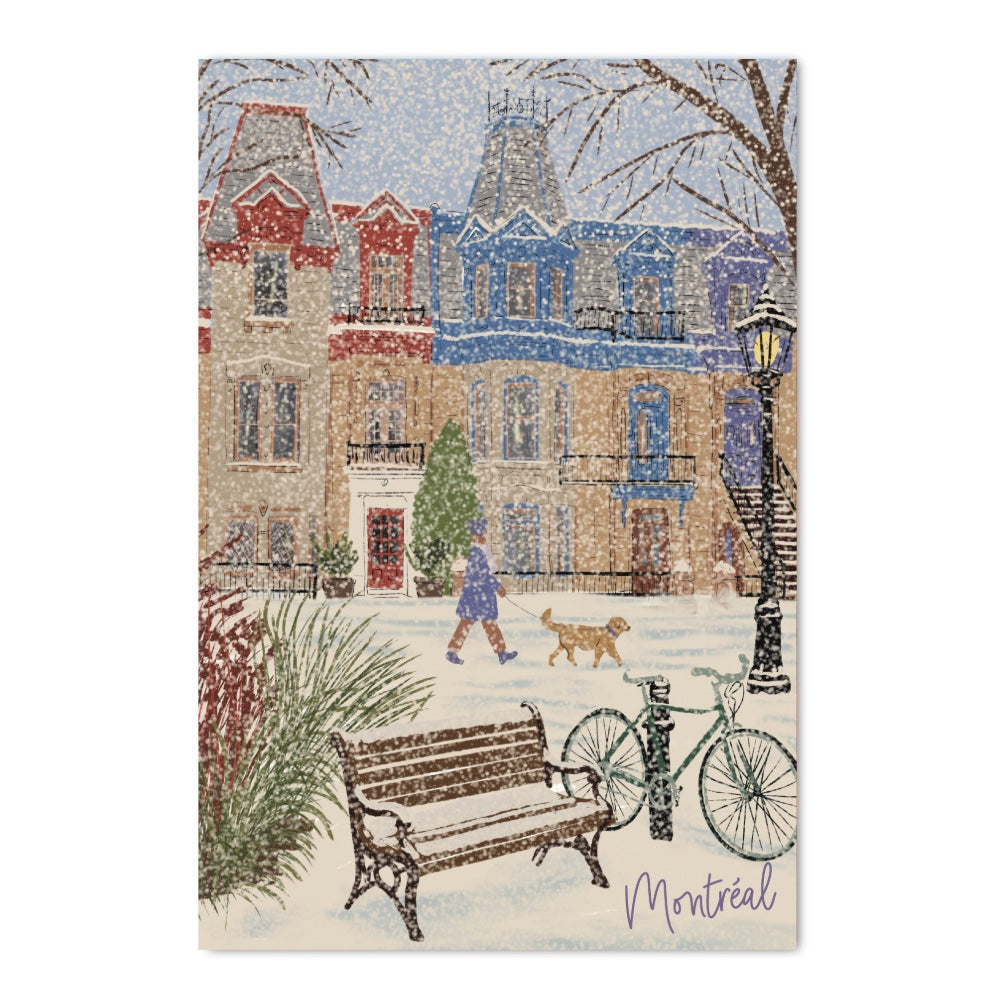 Carte postale illustrée – Square Saint Louis en hiver