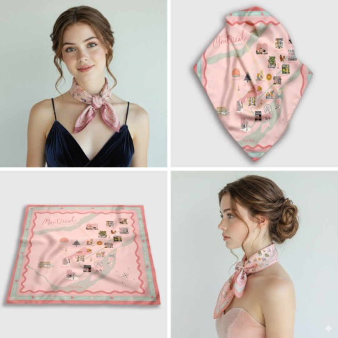 Foulard Carte de Montréal -  Mili Mila × Liligraffiti