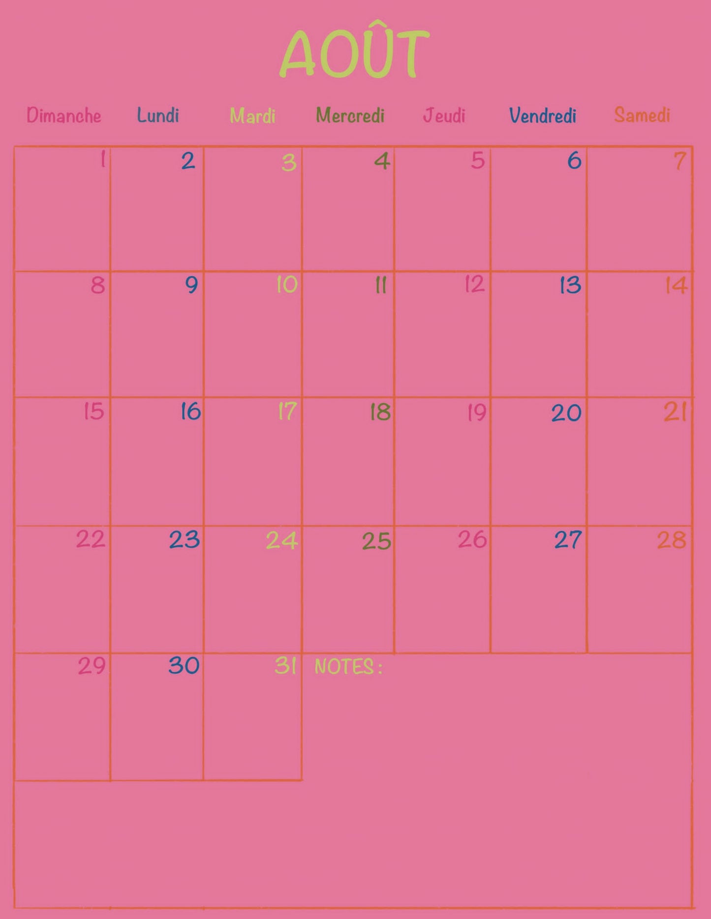 Calendrier illustré Montréal 2027