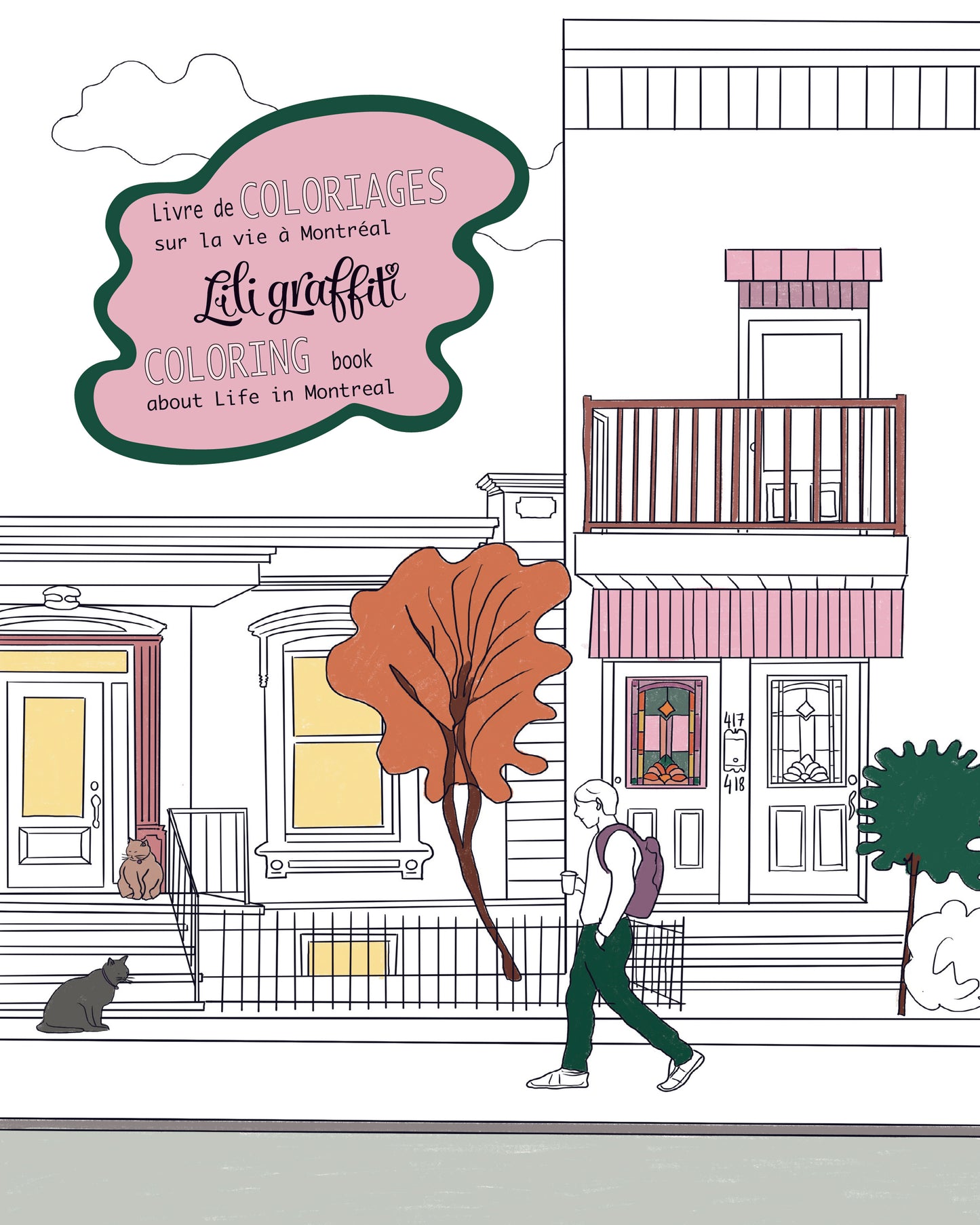 Cahier de coloriages illustré sur la vie à Montréal – couverture