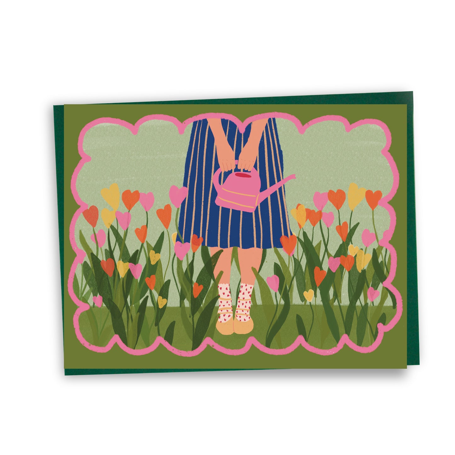 Carte amour illustrée représentant des fleurs en forme de cœur, créée par une illustratrice montréalaise