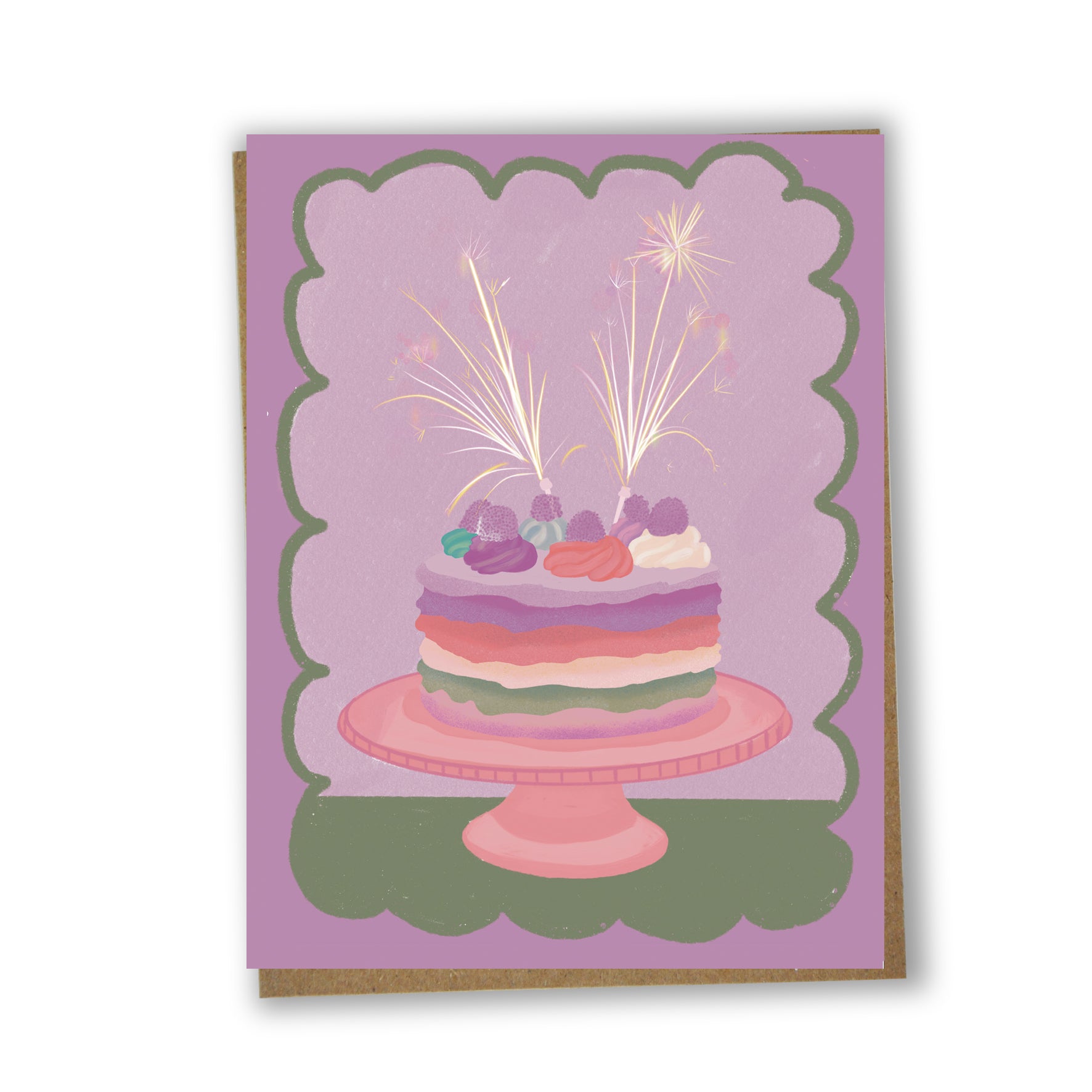 Carte d’anniversaire illustrée avec gâteau festif, imprimée à Montréal