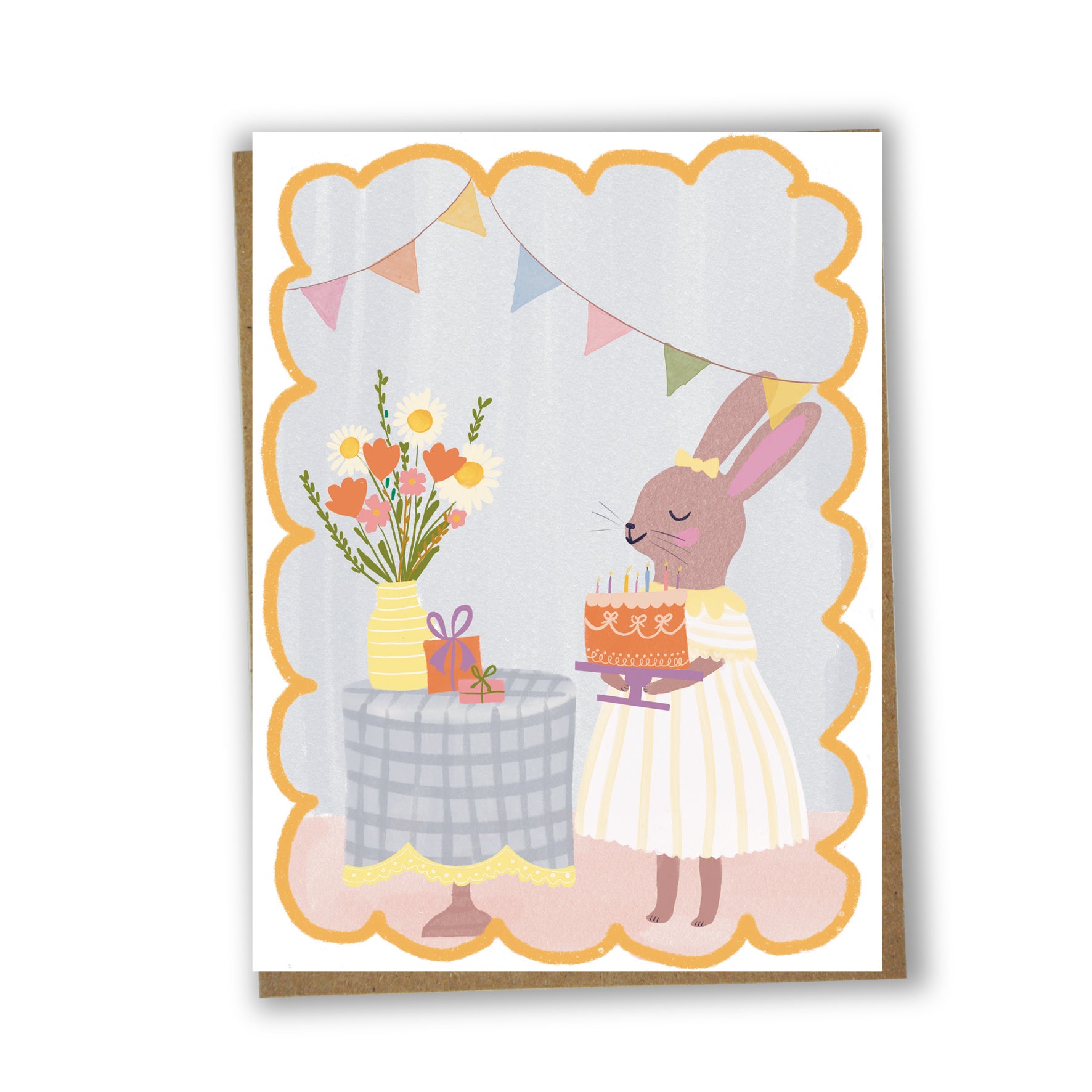 Carte d’anniversaire illustrée avec lapin, créée par une illustratrice montréalaise