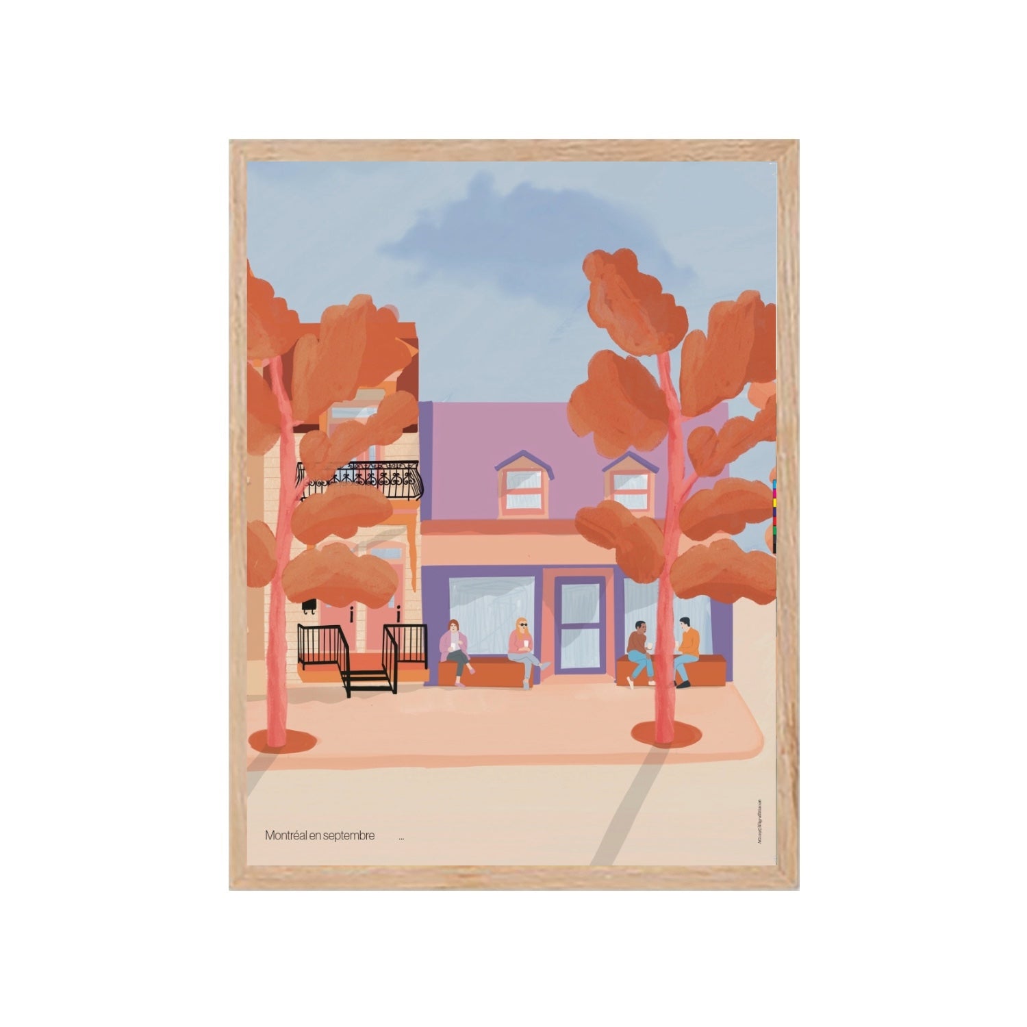 Illustrated art print depicting Montreal in September with early fall colors