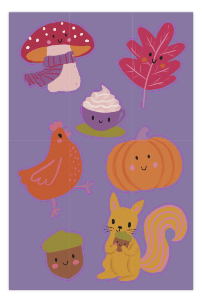 Planche de stickers – Automne kawaii