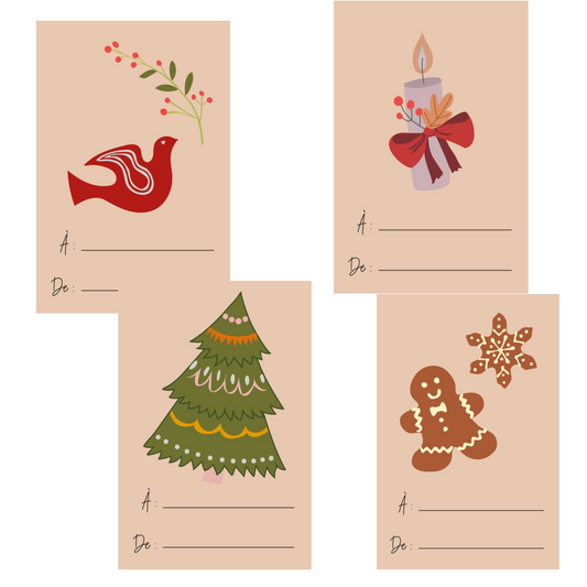 Étiquettes cadeaux - collection Noël 22-23(Trois ensembles différents)