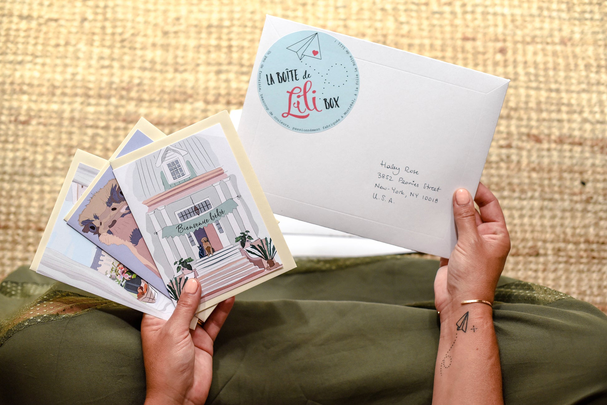 La Boîte de Lili enveloppe mains cartes de souhaits 